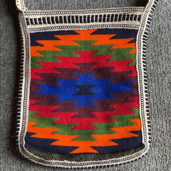 Colorful Geometric Pattern Fabric Crossbody Bag - Picture 2 of 9